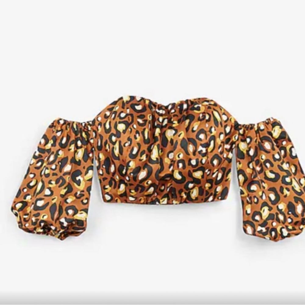 Express x Ladygang Leopard Print Off-Shoulder Top